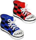 2 Stück _ sehr schöne 3-D Effekt _ Spardosen mit liebevollen Details und Bemalungen _ aus Porzellan / Keramik - Motiv: sportliche Sneaker Schuhe in verschiedenen Farben __ mit echten Schnürsenkel !