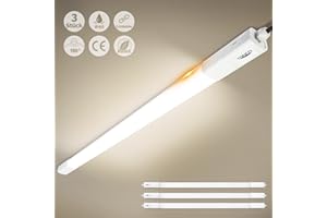 Tonffi 3 Pièces Tube LED 115cm, 36W 4100LM Luminaire Plafonnier LED Étanche IP65, Pouvant être lié Luminaire LED pour Atelier, Garage, Bureau, Cave Blanc Neutre 4000K