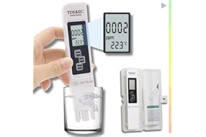 DM TECH Medidor de calidad del agua 3 en 1, medidor TDS+EC + temperatura. Con pantalla LCD y alta precisión. Válido para medir el agua del grifo, agua embotellada, piscinas, acuarios, aguas para jardinería.