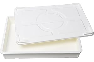 EASYROSE Pizza Dough Proofing Box Stackable 60 x 40x 9.5cm Pizza Dough Box with Lid, Plastic Proofing Tray, Dishwasher Safe (1 Box + 1 Lid)