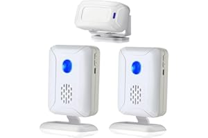 WAYTRONIC Wireless PIR Motion Sensor Detector Security Alarm Chime, Shop Store Office Home Front Door Entry Welcome Doorbell, Mailbox Alert, Garage Driveway Alarm, with Night Light (1 Sensor and 2 Receiver)