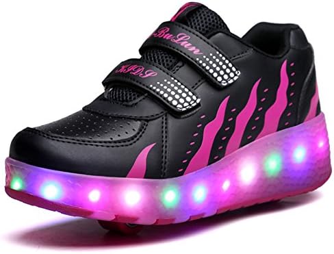 Adult Kids Boys Girls LED Light Sneakers Luminous Trainers Roller Skates Flying Shoes With One/Two Wheel Flashing Shoes For Womens Mens