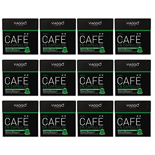 Viaggio Espresso Set de 120 Capsules de Café Compatibles avec Nespresso Brasil - Lot de 2