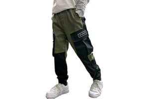 Rolanko Pantaloni Cargo per Ragazzi, Vita Elastica Completa Pantaloni da Uniforme Scolastica per Bambini vestibilità Regolare età 6-14 Anni