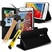 Produktbild Samsung Galaxy Telefon Fällen mit Kartenhalter und gehärtetem Glas Displayschutzfolie, OnePlus 3 Fall Kohlefaser Elegante klassische Kunstleder Book Side flip style Brieftasche Haut dauerhafte Schutzhülle von FONETIC Solutions® schwarz PU Leather Wallet Case + Glass (Black )
