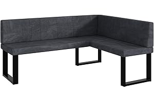 ‎MEBLINI MEBLINI Eckbank für Esszimmer - Küchenbank - Essecke - Sitzecke Küche - Peter - U-Beine 128x168x87cm Rechts - Dunkelgrau Samt