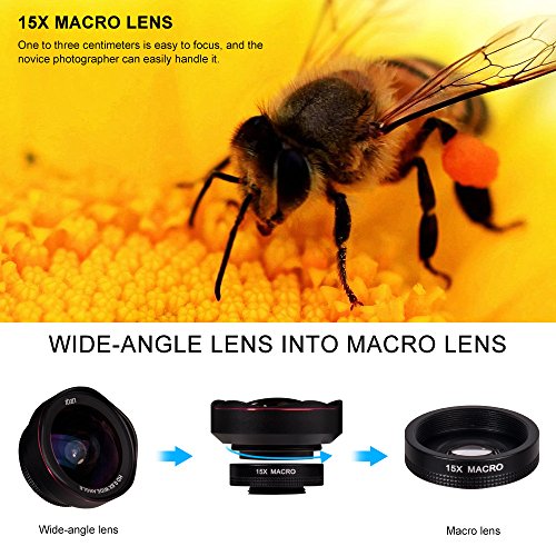 HD Handy Objektiv Set - Luxsure 2 in 1 Weitwinkelobjektiv + 15x Makro Objektiv fÃ¼r iphone x/8/7 plus/7/6s/6s plus, Objektiv fÃ¼r Samsung s8/s6/s7 Most Android Smartphone
