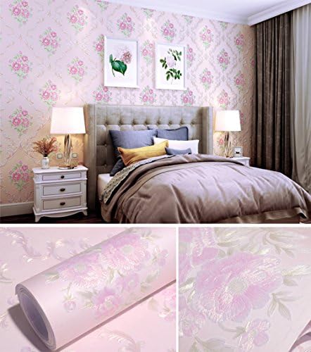 Peel and Stick Textured Damask Pattern Wallpaper Modern Floral Decorative Contact Paper Adhesive Film Wall Decal Mural 53 x 300 cm