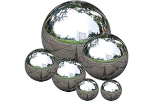 VergilSon Set of 6 Stainless Steel Gazing Ball 50-150 mm Mirror Polished Hollow Ball Reflective Garden Sphere for Home Garden Pool Pond Water Feature Decorations(Polished)