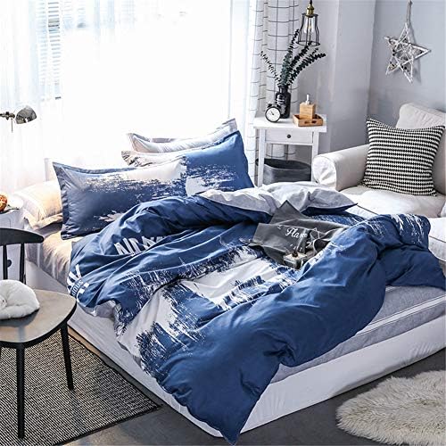Bedding Sets, DOTBUY 4pcs Elegant Lightweight Soft Flat sheet Microfiber Duvet Cover Set Fiber Soft Zipper Pillowcase Protects and Covers your Comforter Duvet Insert Flat sheet (200x230cm (2.0m), Letter graffiti)