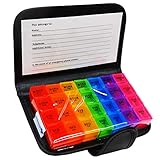 JFA Medical Weekly Small Travel Pill Box Organiser/Reminder for Medicines Supplements, Vitamins, 7days, 4 compartments per Day – Morning, Noon, Evening and Bed.