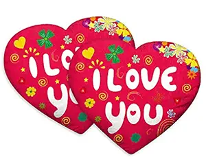 DreamVio Love Heart Shaped Velvet Cushion/Pillow/Plush for Gifting on Birthdays,Anniversaries, Valentine Day Color - Multi (Size- 15x17 inch) Pack of 2 Shape 15