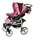 3-in-1 Travel System incl. Baby Pram with Swivel Wheels, Car Seat, Pushchair & Accessories, Dark Red & Pink