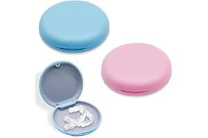 KIRZAX 2 Piezas Caja Ferula Dental,Caja de Almacenamiento para Dentaduras Postizas, Caja Ortodoncia, caja de Retenedor,Porta Apparecchio Denti,Dentale Contenitore Per Protesi Dentarie,Azul + Rosa