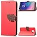 Produktbild A6 Handyhülle Samsung Galaxy A6 2018 Hülle Leder Tasche Blatt Schutzhülle Silikon PU Telefon Case Flip Cover Handytasche Skin Ständer Klapphülle Schale Bumper Magnetverschluss Fächer Brieftasche-Rot