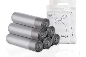 BILIEASY Sacs Poubelle 10L-15L, Poignées Coulissantes, Ultra Résistant, Anti-Fuites, 45X50cm, Gris Foncé, Opaque