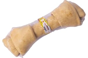 LIFEBOUND Premium Chew Bone for All Dogs - Calf Skin Chew Snack for Dental Care & Activity - Natural & Low Fat (XL/20.3-22.8 cm, Cheese)