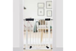 Callowesse Kuvasz Narrow Child & Pet Gate, 76cm High, Fits Openings 66-73cm, Pressure-Fitted, No Screws, for Narrow Doorways, Stairs & Hallways. Extensions Available (White)