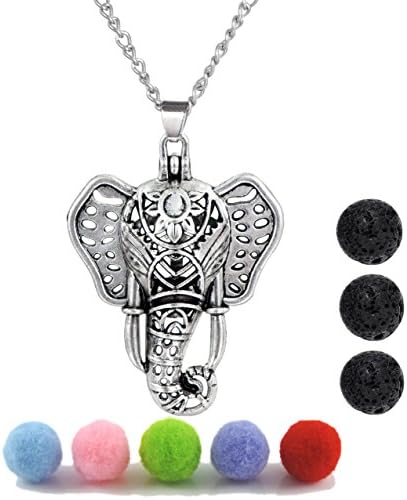 Luck Elephant Locket Lava Stones Fragrance Essential Oil Aromatherapy Diffuser Pendant Necklace