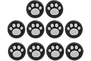 fasient1 10 Stück Silikon Daumengriff Stick Rocker Cap Ersatz Niedliche Cat Claw Design Daumengriffe Analoge Stick Cover Joystick Kappe für Schalter für Lite(Weiße Pfote auf Schwarz)