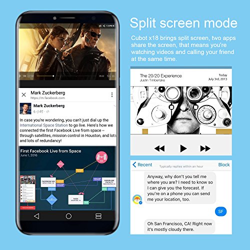 Cubot X18 (2017) Android 7.0 4G-LTE Dual Sim Smartphone ohne Vertrag, 5.7 Zoll (18:9) IPS HD Touch-Display, 3GB Ram+32GB interner Speicher, 16MP Hauptkamera / 13MP Frontkamera, Split Screen Mode Funktion, Fingerprint Sensor, 2.5D gebogener Bildschirm, nutzbares GPS, Benachrichtigungs-LED, Gold
