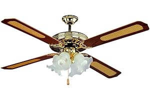 Effe Ventilatore da soffitto 4 Pale, Diametro 130cm, 4 portalampade, 3 velocità