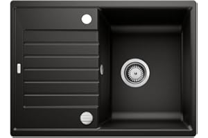 BLANCO ZIA 45 S Compact | Granitspüle aus SILGRANIT schwarz | Einbauart: Einbau von Oben | reversibel | für 45 cm breite Unterschränke | Großes Becken | Reinigungsfreundliche Öberfläche