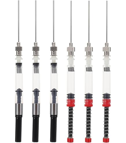 Seringues à Encre LEEQ - Lot De 6 Pour Stylo Plume - Acier Inoxydable Avec Pointe Amovible