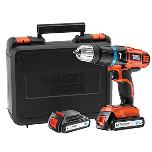 Black+Decker 18V Li-Ion 2-Gang Akku-Schlagbohrschrauber, Akkuschrauber, 10+1 Drehmomentstufen, ergonomischer Softgriff, inkl. Koffer, 2 Akkus 1.5Ah, Doppelbit und Ladegerät, EGBL188KB - 8