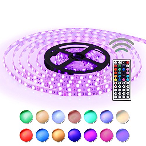 Simfonio® Tiras LED 5050 RGB - 5m de longitud - 300 LEDs - Multicolor - Control remoto de 44 botones y fuente de alimentación [Clase de eficiencia energética A]