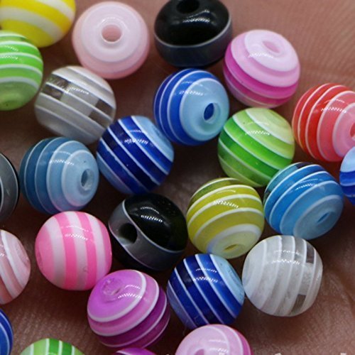 ca. 200 Stück Multicolour gestreiften Acryl Perlen Spacer Beads 6 mm - 2