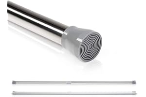Springreen Teleskopstange – Ausziehbare Universal Duschvorhangstange Gardinenstange Klemmstange Spannstange - Duschstange, Rod zum Klemmen ohne Bohren (Chrom, 110-200 cm)