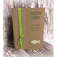 Danksagung Danksagungskarte Danke Kommunion Konfirmation Punkte Fisch personalisierbar Kraftpapier braun pink rosa fuchsia