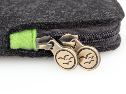 Waterkant Deichkönig Zip Wollfilz Tasche für iPad Pro in Grau/Grün - 3