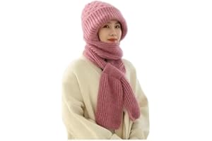 YYCFB Integrated Ear Protection Windproof Cap Scarf Women Balaclava Hood Scarf Hat Knitted Winter Warm Knitted Hat Scarf