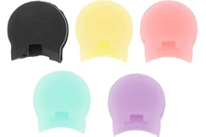 Buaak 5 Pcs Thumb Protector, Clarinet Finger Rest, Clarinet Finger Rest, Silicone Thumb Pad, Colored Finger Rests, Protective Pad for Relieve Thumb Pain (Black, Pink, Yellow, Blue, Purple)