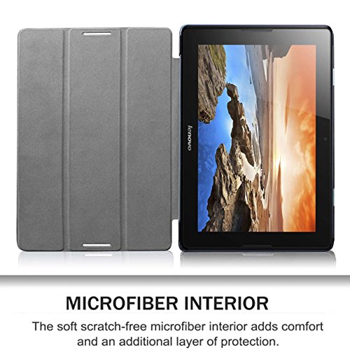 Fintie Lenovo A10-70 SmartShell Hülle Case Tasche Etui – Ultra Slim Superleicht Ständer Schutzhülle Cover für Lenovo IdeaTab A10-70 25,7 cm (10,1 Zoll) Tablet, Marineblau - 6