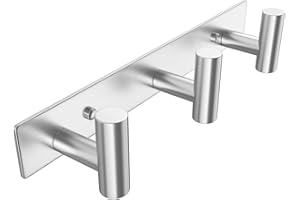 WUIVIUT Heavy Duty Hook Clothes Rack Stainless Steel T-Shape Coat Hook, 11.5 Inch Door Hooks 29.5cm Wall-Mounted for Jacket, Hat, Bathrobe (Silver,3 Hooks)