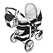 Chilly Kids Matrix II Pram & Pushchair Travel System (car seat & adapter, raincover, mosquito net, swivel wheels) 21 Black & football fever