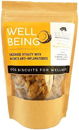 CC Bear Ltd - Well Being Dog Biscuits for Wellness - Organic Turmeric, Organic Black Pepper & Organic Coconut Oil - Encourage Vitality & Joint Health with Mother Nature's Anti-Inflammatories (150 Grams)