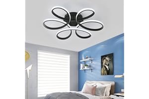 XEMQENER LED Ceiling Light, Modern 74W Ceiling Lights Fixture Elegant Flower Design, Acrylic Flush Mount Chandelier Pendant Light for Living Room Bedroom Dining Room, 6000K Cool White Light Only,Black