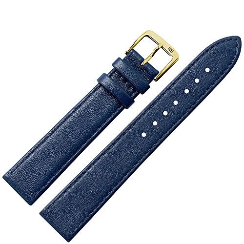 Uhrenarmband 18mm Leder blau, feines echtes Rindleder - Marburger Uhrband mit sehr dezenter Bombage - passend zu flachen Uhren - Marburger Uhrenarmbnder seit 1945 - dunkelblau / gold Uhrenarmband 18mm Leder blau, feines echtes Rindleder - Marburger Uhrband mit sehr dezenter Bombage - passend zu flachen Uhren - Marburger Uhrenarmbnder seit 1945 - dunkelblau / gold