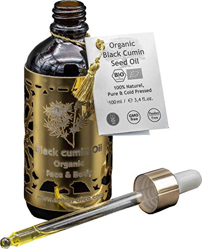 Aceite de comino negro - Aceite de comino negro de calidad superior, orgánico, prensado en estado frío, para rostro y cuerpo - Garantiza una piel más bella y una cutis más pura - 100ml