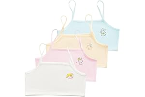 COYUN 4 Pezzi Reggiseno Top Bimba Bambina Brassiere Reggiseno Basic in Cotone per Ragazza Top Bambina Reggiseno da Allenamento Basic Intimo Reggiseno in Cotone per Ragazze per Ragazze 8-12 Anni