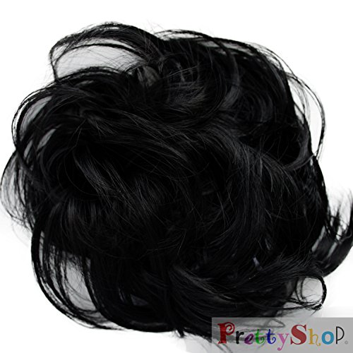 PRETTYSHOP Haarteil Haargummi Hochsteckfrisuren unordentlicher Dutt leicht gewell. Farbe: schwarz G1B - 2