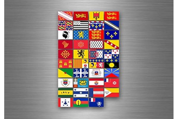 Akachafactory Planche Autocollant Sticker Etiquette Drapeaux Region Province Etats France