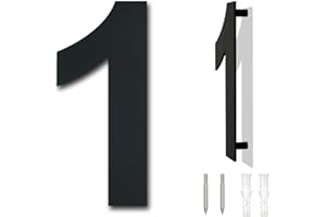 YWONOBY Gebürsteter moderner Edelstahl Hausnummer-152mm hoch-schwarze Beschichtung, schwebende Erscheinung (Nummer 1)