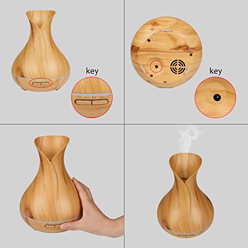 Aroma Diffuser, Euph 400ml Design Aroma Diffuser Ultraschall Luftbefeuchter Humidifier mit LED Farbwechsel und Kaltnebel Aromatherapie,sicher und leise - 5