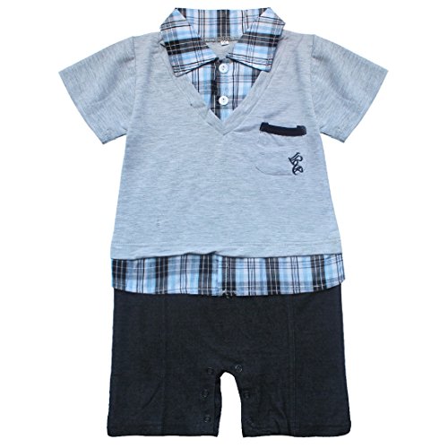 EFE Baby Boys Gentleman Romper Suits Infant Toddler Jumpsuit Outfits Clothes Grey 9-12 Months