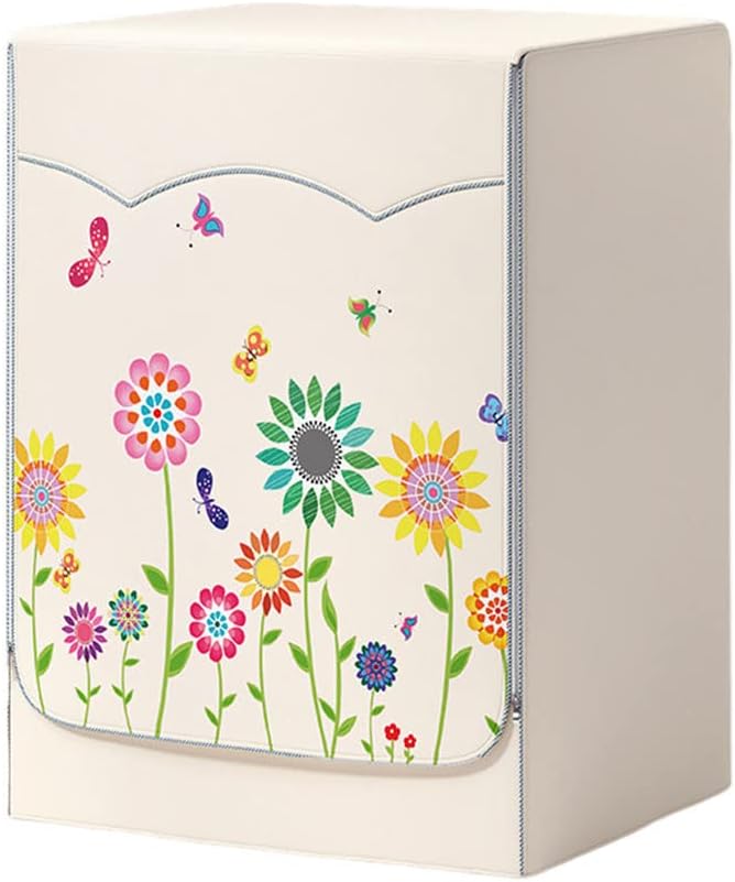 Odot Funda Lavadora Exterior Impermeable, Universal Antipolvo Cubierta para Lavadora y Secadora Carga Frontal, Funda de Protección Solar con Cremallera (L,Girasol Colorido)